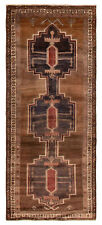 Vintage Bordered Hand-Knotted Carpet 3'6" x 8'6" Traditional Wool Rug