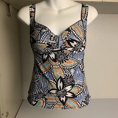 Top de natación Captiva Tankini estampado floral correas anchas talla pequeña copa DD Foto 1 de 3