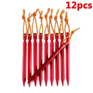 12Pcs Titanium Alloy Tent Nail Pegs Stakes With Rope Lightweight Camping Outdoor - Picture 1 of 6