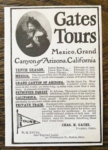 Charles H GATES TOURS Travel Agency Toledo,Ohio 1902 Print Ad w/Spanish Senorita - Picture 1 of 2