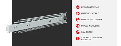 OMGE 825 GUIDE SCORREVOLI A SFERA PER CASSETTI ESTRAZIONE TOTALE TUTTE LE MISURE - Immagine 1 di 4