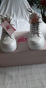 NUEVO CON ETIQUETAS, Juicy by Juicy Couture, Mujer Blanco Cuero Imitado Zapatillas Htop, Talla 11M - Imagen 1 de 8