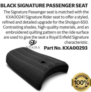Black Signature Passenger Seat For Royal Enfield Shotgun 650 – KXA00293 - Picture 1 of 2
