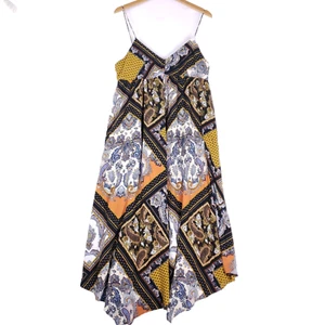 H&M Boho Paisley Handkerchief Hem Maxi Dress Size 12 Sleeveless Cottagecore Boho - Picture 1 of 7
