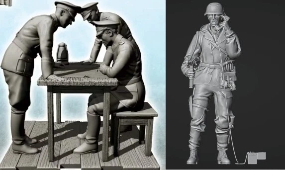PEDDINGHAUS 3 D DRUCK Peddinghaus 3 D Impression 1/72 72F137 4 Soldats Allemands À La Table De Cartes
