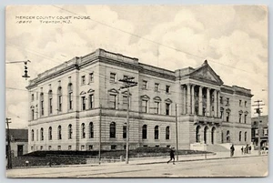 Trenton New Jersey~Mercer County Courthouse~Boy Darts Across Road~1909 B&W PC - Picture 1 of 2