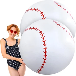 2 Pcs Giant Inflatable Beach Balls 40 Inch Large Baseball PVC Blow up Float Toys - Picture 1 of 6