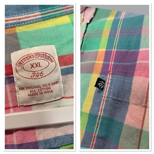 Brooks Brothers 346 XXL Long Sleeve Polo Pink Blue Plaid Easter Logo Office Wear - Picture 1 of 5