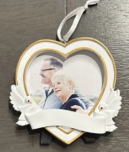 Heart With Birds Memorial Picture Frame Personalizable Ornament - Picture 1 of 2
