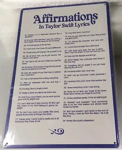 Affirmations In Taylor Swift Lyrics Metal Decoration Sign 12” X 8” - Picture 1 of 3