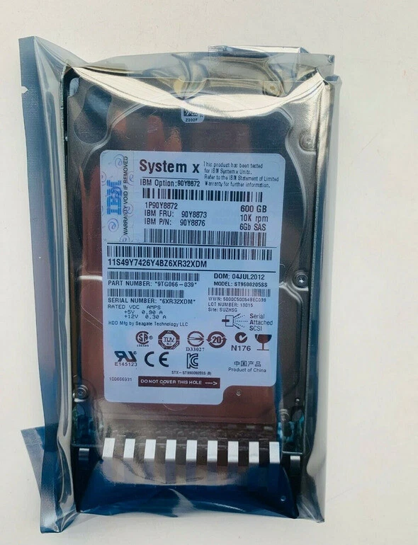 IBM 90Y8872 90Y8873 90Y8874 90Y8876 600GB 10K 6G 2.5" SAS G2HS HARD DRIVE - Image 1 of 3