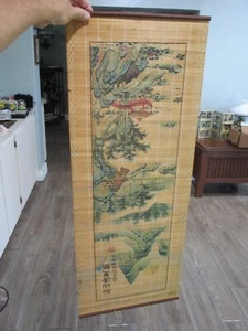 authentic original Oriental Asian bamboo artwork scroll wall hanging Calligraphy - Picture 1 of 9