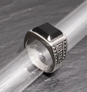 Herren Edelstahl Ring Onyx 19 20 21 22 23 mm 316 Steinschatz - Bild 1 von 2