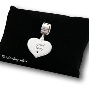 Special Nanny sterling silver heart charm, Engraved, Can be Personalised. Nanna - Picture 1 of 11