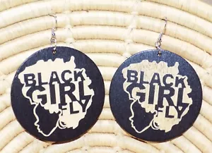 African Woman Girl Earrings Afro ethnic Black Brown jet8 - Picture 1 of 1