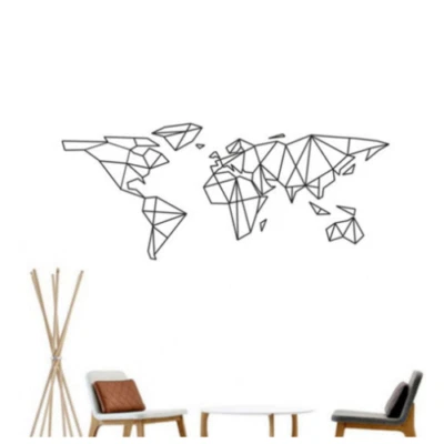 Geometric World Map Wall Sticker Decoration Room Stylish Decor Art Mural Travel - Image 1 of 4
