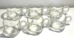MCM Clear Glass Coffee Espresso Cappuccino Mugs Hobnail Ball Handles Flawless - Picture 1 of 8
