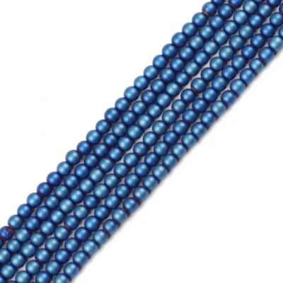 3mm Matte Blue Gold Color Natural Round Hematite Stone Spacer Small Loose Beads - Image 1 of 4