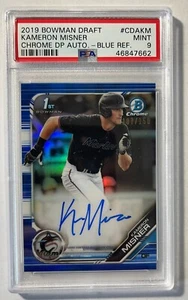 PSA 9 2019 Bowman Draft Chrome Kameron Misner True Blue Ref Auto RC 1st 107/150 - Picture 1 of 2