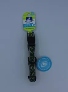 Top Paw Adjustable Nylon Dog Collar Reflective Small Neck Size 10"-14"Green - Picture 1 of 1