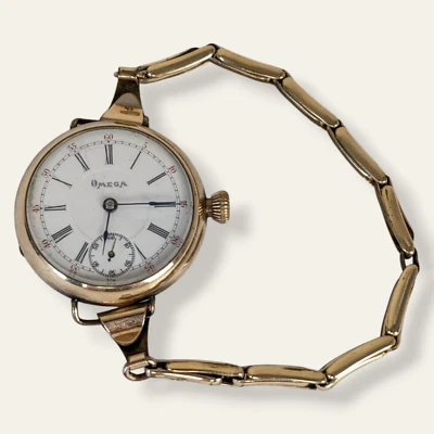 Antigo relógio de bolso convertido folheado a ouro Omega 1919–1920 - Imagem 1 de 4