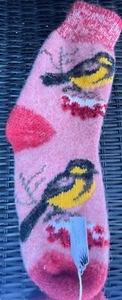 Women Socks, Wool 100%, Warm, Print Birds, Size 9, - Bild 1 von 4