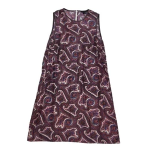 Theory Brindina Veranda Dress Size 6 Purple Paisley Print 100% Silk Shift Mini - Picture 1 of 17