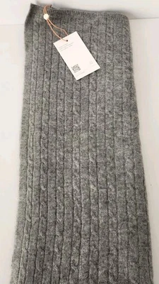Nuevo con etiquetas Manta para bebé de cachemir Quince gris jaspeado 30" X 40" tejido con cable  Foto 1 de 4