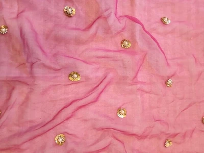 Georgette Dupatta Scarf Vintage Indian Embroidered Long Stole For Woman LD7211 - Image 1 of 4