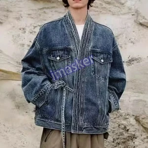 Abrigos sueltos de mezclilla retro para hombre Chaqueta de jean Moda Mono informal Ropa exterior de trabajo - Imagen 1 de 5