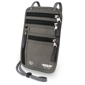 HERO Neck Wallet, RFID Blocking Passport Holder, Easy to Conceal Travel Pouch - Picture 1 of 6