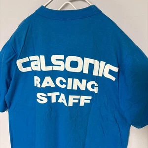 T-shirt vintage anni 80 90 IMPUL Calsonic Racing Staff blu L. - Foto 1 di 10