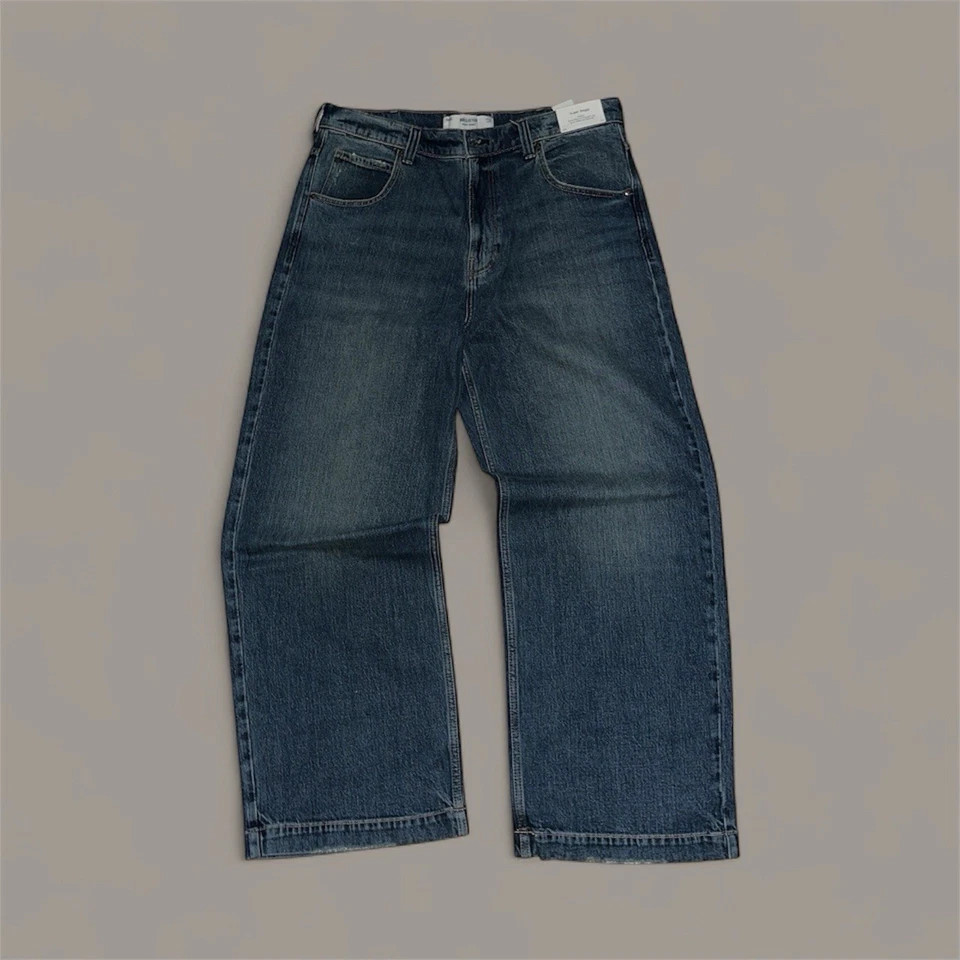 Hollister Dark Wash Dice Graphic Super Baggy Jeans - Image 1 of 1