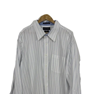 Paul Fredrick Blue & White Striped Classic Fit Shirt Mens 20x35 Finest Cotton - Image 1 of 4