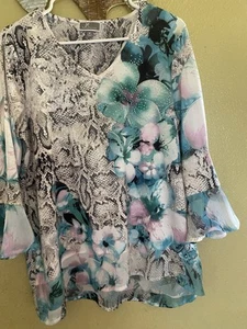 Blusa Mujer/Colección JM/Floral/Mangas Campana/Vacaciones O Ropa Elegante/Med - Imagen 1 de 4