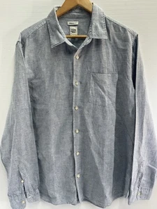 GAP mens button up Chambray shirt size L linen blend blue long sleeve collared. - Picture 1 of 13