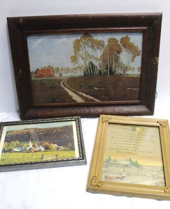 Lote de 3 impresiones enmarcadas de colección ~ poema bebé Sam Walter Foss Iglesia en Valle - Imagen 1 de 5