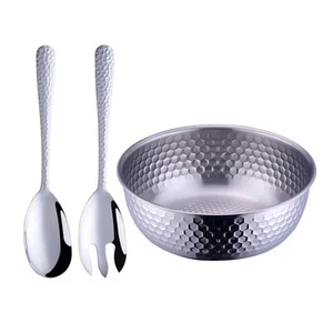 Stainless Steel 80 oz Large Salad Bowl sets with Serving Utensils 12 Inch Sal... - Picture 1 of 7