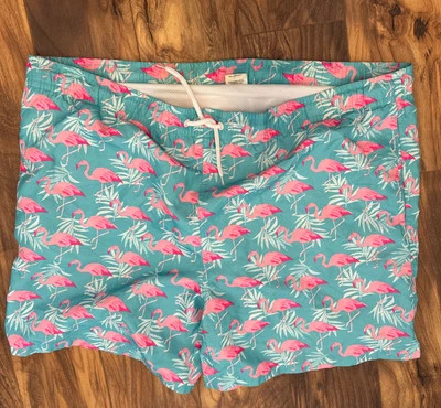 Wave Zone Swim Trunks ADULT XL Pink Blue Flamingo Board Shorts Mens Pockets - Image 1 of 4