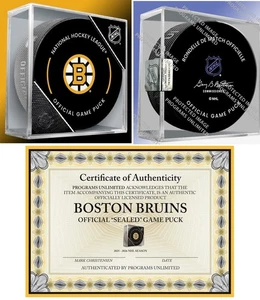 2025 2026 BOSTON BRUINS GAME PUCK DISPLAY CUBED REVISED LOGO NHL PATCH IN STORE! - Picture 1 of 5
