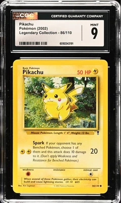 CGC 9 MINT Pikachu 86/110 Legendary Collection Vintage WOTC 2002 Pokemon Card - Image 1 of 2