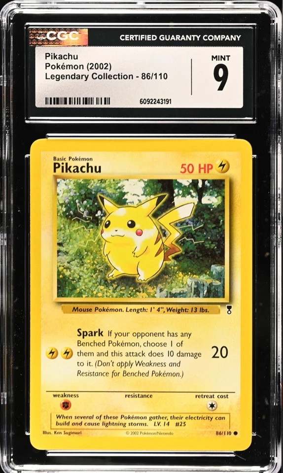 CGC 9 MINT Pikachu 86/110 Legendary Collection Vintage WOTC 2002 Pokemon Card - Image 1 of 2