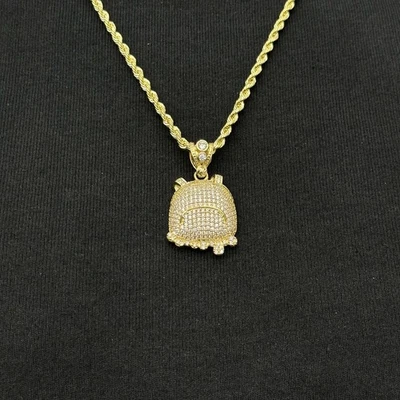 Mochila de oro 10K con dije cadena colgante de oro macizo circonita cúbica sintética Foto 1 de 4