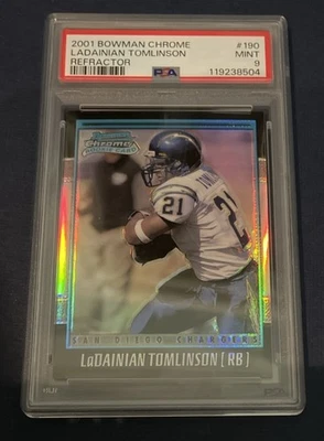 2001 LADAINIAN TOMLINSON Bowman Chrome Refractor Rc #190 #/1999 PSA 9 MINT - Image 1 of 2