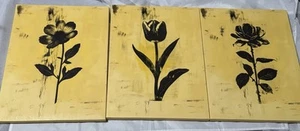 Arte de pared minimalista botánico envolvente lienzo/floral vintage/juego de 3 piezas (12x16) - Imagen 1 de 1