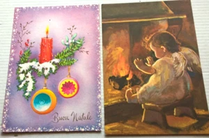1970 SPLENDIDE DUE ANTICHE CARTOLINE a COLORI d' AUGURI o di BUON NATALE Nvo^^ - Foto 1 di 1