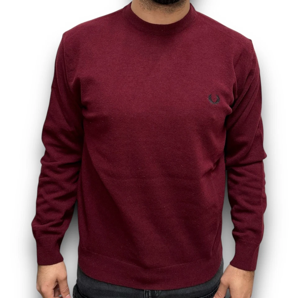Maglione FRED PERRY Girocollo Classico Abbigliamento Uomo maglia 100% Lana - Imagen 1 de 1