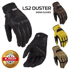 LS2 Duster Leather Touring Motorcycle Gloves Summer Cruiser Bike Black Brown - Picture 1 of 33