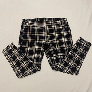 Torrid Leggings Women Sz 3X Black Cream Plaid Stretch High Rise Pockets Pull-On - Picture 1 of 9