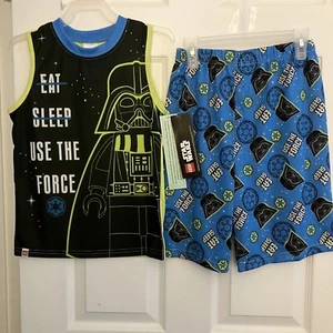 Lego Star Wars Boys Pajama Set Shorts Shirt Size 8 Darth Vader Black Blue NWT - Picture 1 of 6